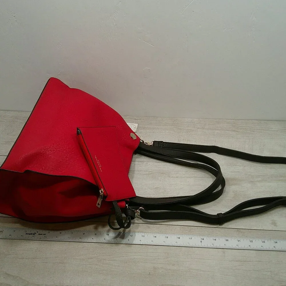 Francinel Paris Cherry Red & Brown Leather Satchel Purse | Pocketbook New w/tags - Picture 9 of 15